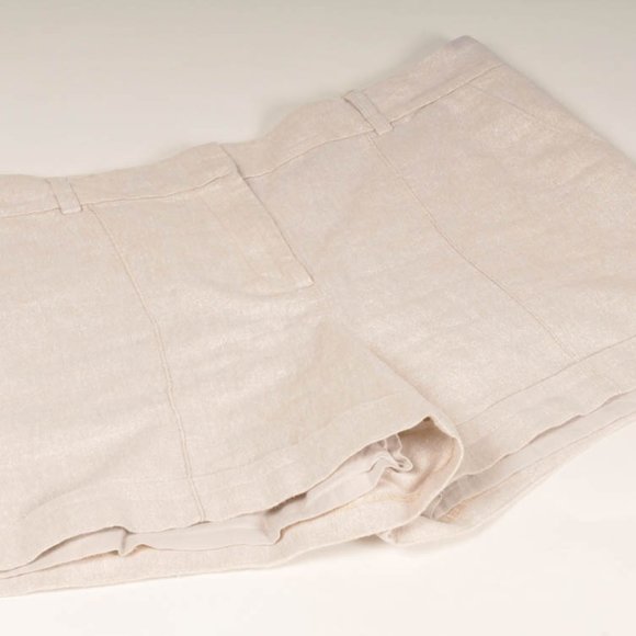 Ann Taylor Pants - Ann Taylor LOFT Cream Metallic Linen Blend Pockets Lined Shorts, Size 12 {EX+}